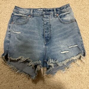 We The Free Blue Distressed Jean Shorts
